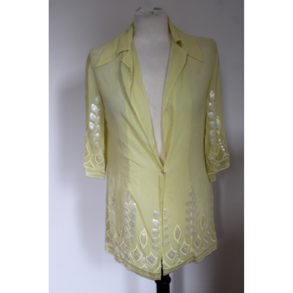 Christian Dior Vintage Yellow Sheer Sequin Blouse Saks Fifth Avenue Embroidered